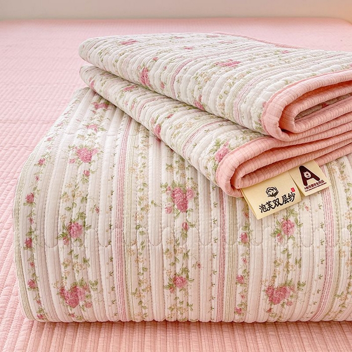 91家纺网 家纺一手货源 找家纺 （总）梵朴 2026新款A类泡芙双层纱云感邹邹纱床盖三件套