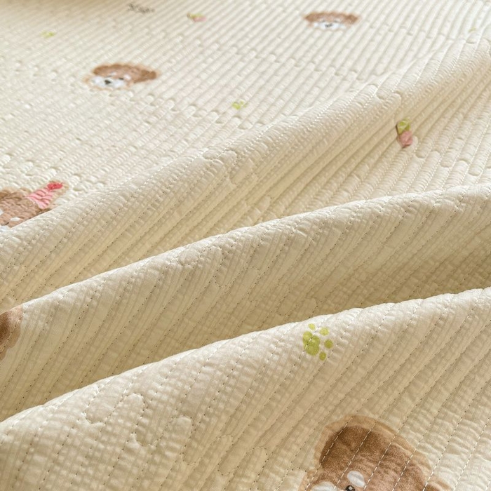 91家纺网 家纺一手货源 找家纺 梵朴 2026新款A类泡芙双层纱云感邹邹纱床盖三件套 萌宠