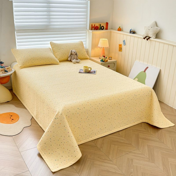 91家纺网 家纺一手货源 找家纺 梵朴 2026新款A类泡芙双层纱云感邹邹纱床盖三件套 璀璨星空