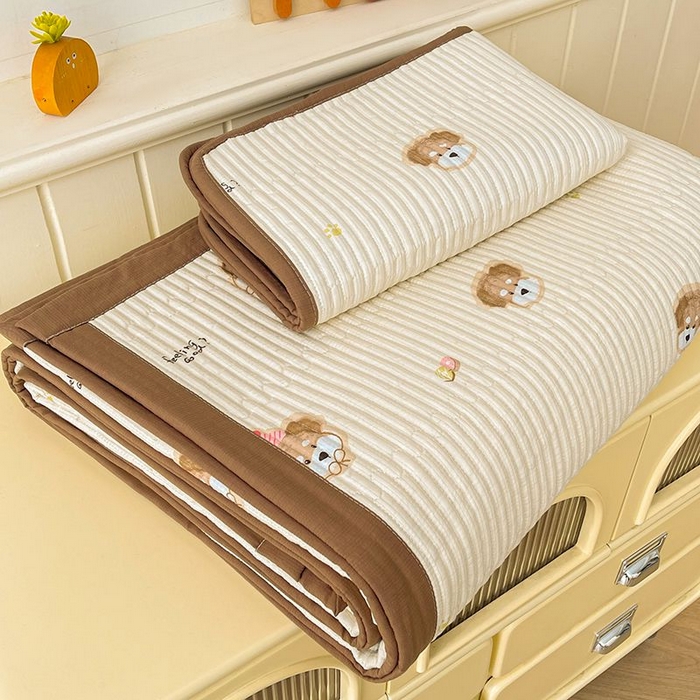 91家纺网 家纺一手货源 找家纺 梵朴 2026新款A类泡芙双层纱云感邹邹纱床盖三件套 萌宠