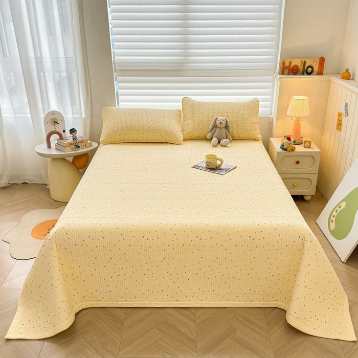 91家纺网 家纺一手货源 找家纺 梵朴 2026新款A类泡芙双层纱云感邹邹纱床盖三件套 璀璨星空