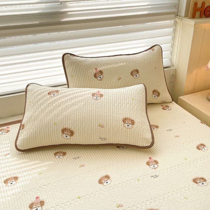 91家纺网 家纺一手货源 找家纺 梵朴 2026新款A类泡芙双层纱云感邹邹纱床盖三件套 萌宠