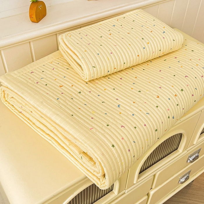 91家纺网 家纺一手货源 找家纺 梵朴 2026新款A类泡芙双层纱云感邹邹纱床盖三件套 璀璨星空