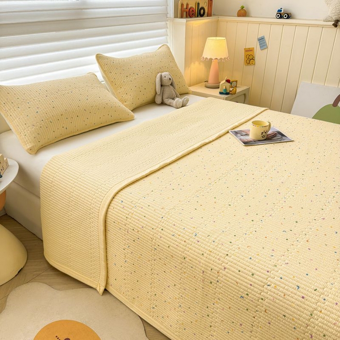 91家纺网 家纺一手货源 找家纺 梵朴 2026新款A类泡芙双层纱云感邹邹纱床盖三件套 璀璨星空