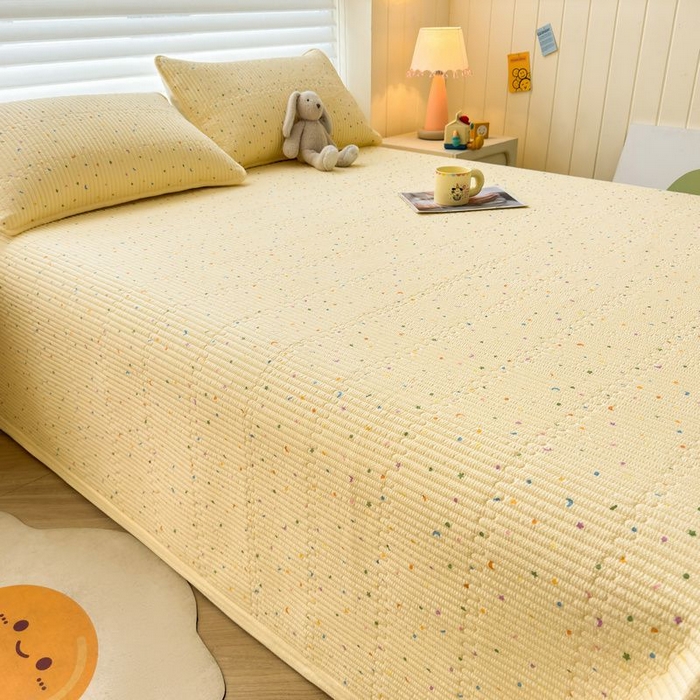 91家纺网 家纺一手货源 找家纺 梵朴 2026新款A类泡芙双层纱云感邹邹纱床盖三件套 璀璨星空