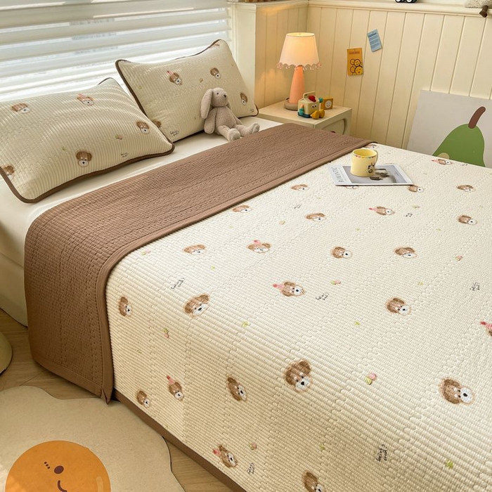 91家纺网 家纺一手货源 找家纺 梵朴 2026新款A类泡芙双层纱云感邹邹纱床盖三件套 萌宠