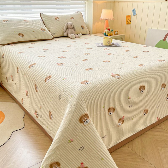 91家纺网 家纺一手货源 找家纺 梵朴 2026新款A类泡芙双层纱云感邹邹纱床盖三件套 萌宠