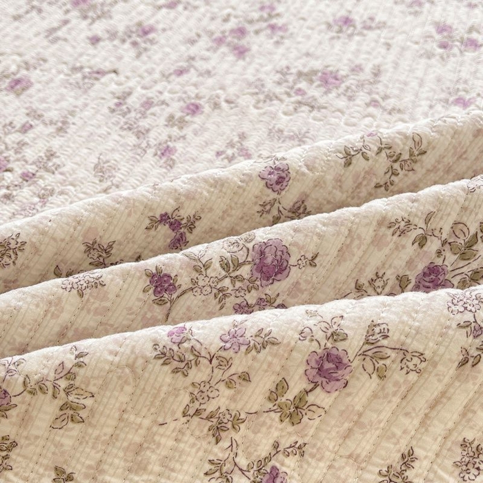 91家纺网 家纺一手货源 找家纺 梵朴 2026新款A类泡芙双层纱云感邹邹纱床盖三件套 花季紫