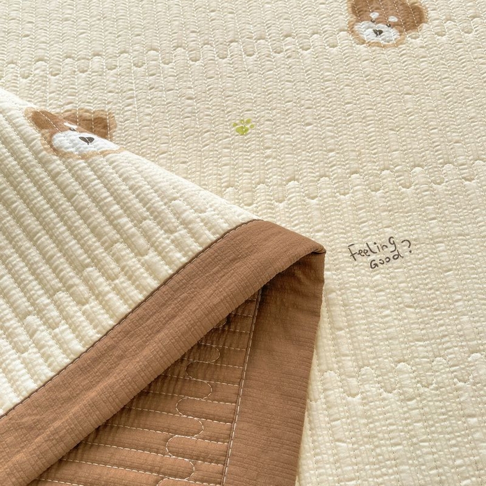 91家纺网 家纺一手货源 找家纺 梵朴 2026新款A类泡芙双层纱云感邹邹纱床盖三件套 萌宠