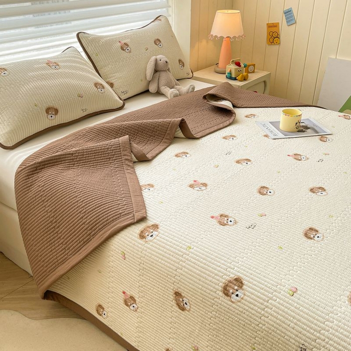 91家纺网 家纺一手货源 找家纺 梵朴 2026新款A类泡芙双层纱云感邹邹纱床盖三件套 萌宠