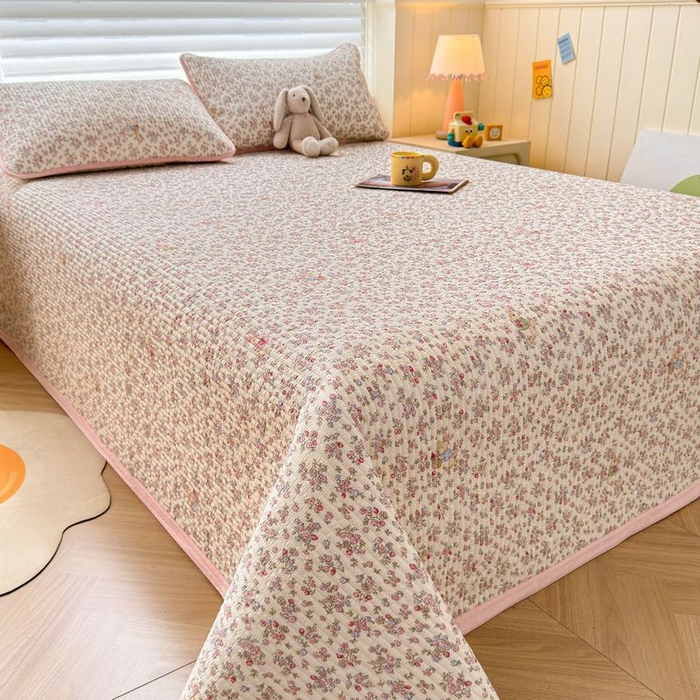 91家纺网 家纺一手货源 找家纺 梵朴 2026新款A类泡芙双层纱云感邹邹纱床盖三件套 紫花免