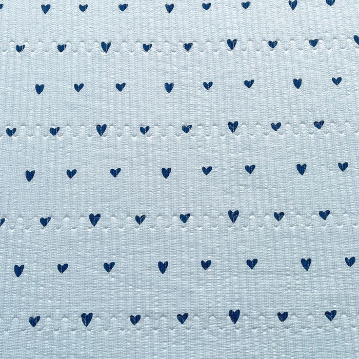 91家纺网 家纺一手货源 找家纺 梵朴 2026新款A类泡芙双层纱云感邹邹纱床盖三件套 蓝调爱心