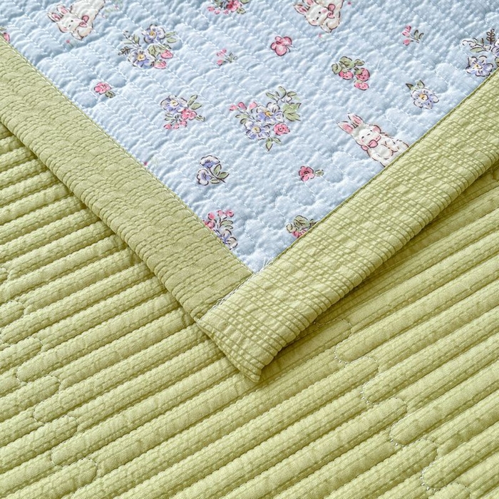 91家纺网 家纺一手货源 找家纺 梵朴 2026新款A类泡芙双层纱云感邹邹纱床盖三件套 花从小兔