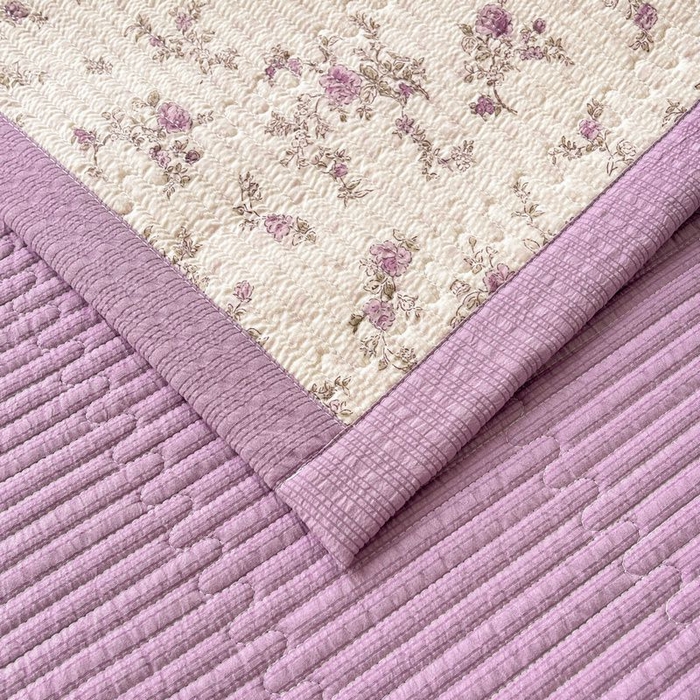 91家纺网 家纺一手货源 找家纺 梵朴 2026新款A类泡芙双层纱云感邹邹纱床盖三件套 花季紫