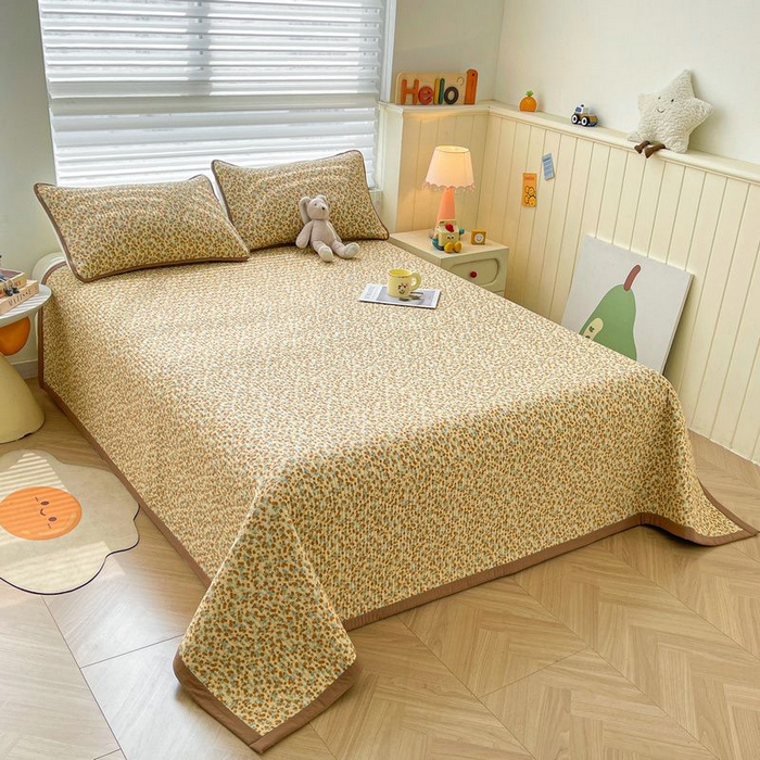 91家纺网 家纺一手货源 找家纺 梵朴 2026新款A类泡芙双层纱云感邹邹纱床盖三件套 暖墙枝