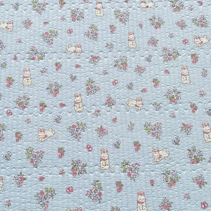 91家纺网 家纺一手货源 找家纺 梵朴 2026新款A类泡芙双层纱云感邹邹纱床盖三件套 花从小兔