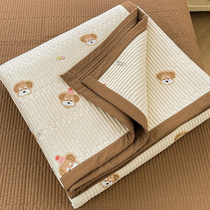 91家纺网 家纺一手货源 找家纺 梵朴 2026新款A类泡芙双层纱云感邹邹纱床盖三件套 萌宠