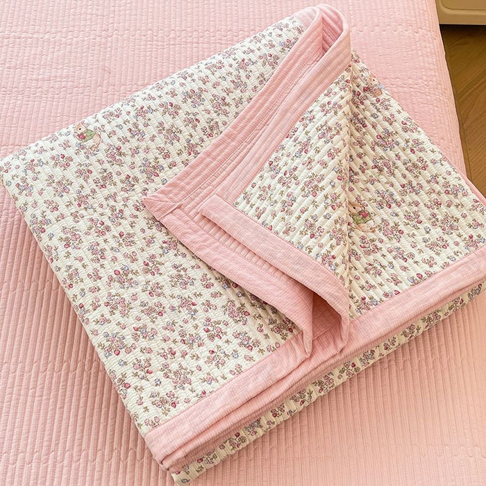 91家纺网 家纺一手货源 找家纺 梵朴 2026新款A类泡芙双层纱云感邹邹纱床盖三件套 紫花免