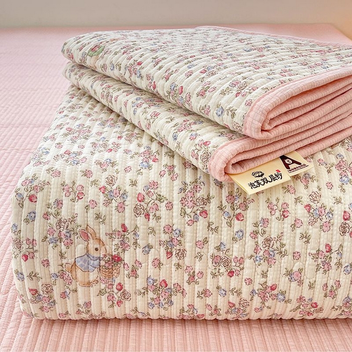 梵朴 2026新款A类泡芙双层纱云感邹邹纱床盖三件套 紫花免