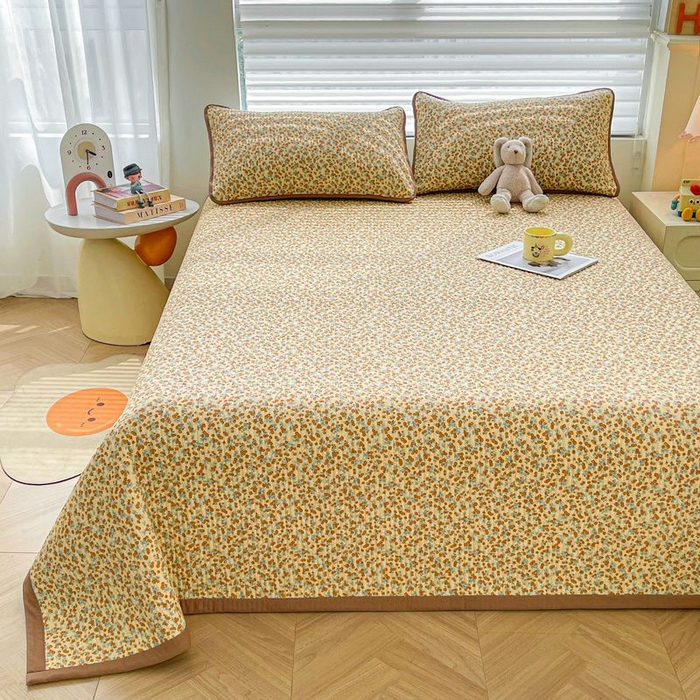 91家纺网 家纺一手货源 找家纺 梵朴 2026新款A类泡芙双层纱云感邹邹纱床盖三件套 暖墙枝