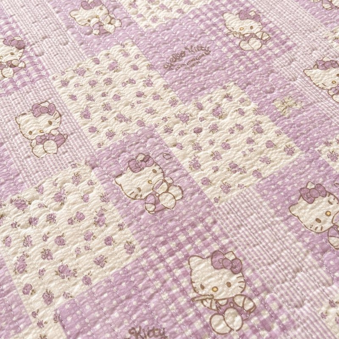 91家纺网 家纺一手货源 找家纺 梵朴 2026新款A类泡芙双层纱云感邹邹纱床盖三件套 泡芙KT-紫