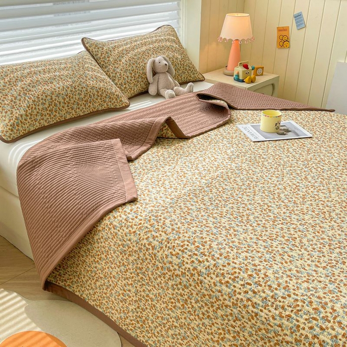 91家纺网 家纺一手货源 找家纺 梵朴 2026新款A类泡芙双层纱云感邹邹纱床盖三件套 暖墙枝