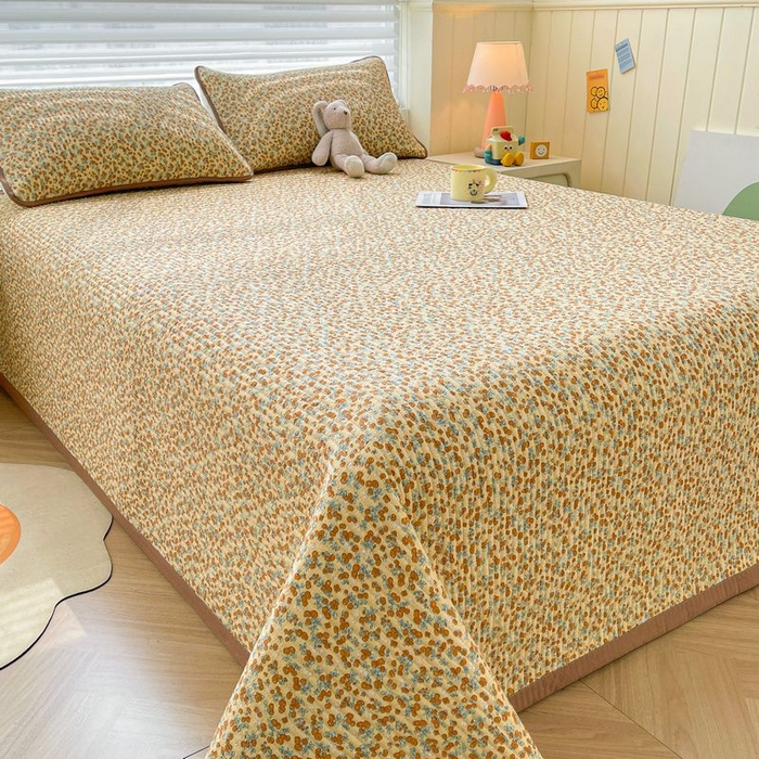 91家纺网 家纺一手货源 找家纺 梵朴 2026新款A类泡芙双层纱云感邹邹纱床盖三件套 暖墙枝