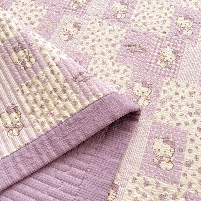 91家纺网 家纺一手货源 找家纺 梵朴 2026新款A类泡芙双层纱云感邹邹纱床盖三件套 泡芙KT-紫