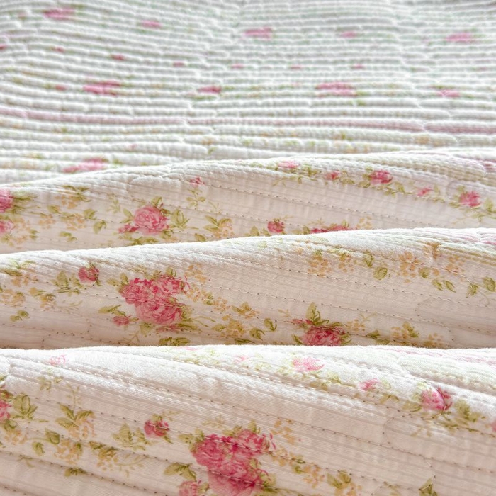 91家纺网 家纺一手货源 找家纺 梵朴 2026新款A类泡芙双层纱云感邹邹纱床盖三件套 春日花语