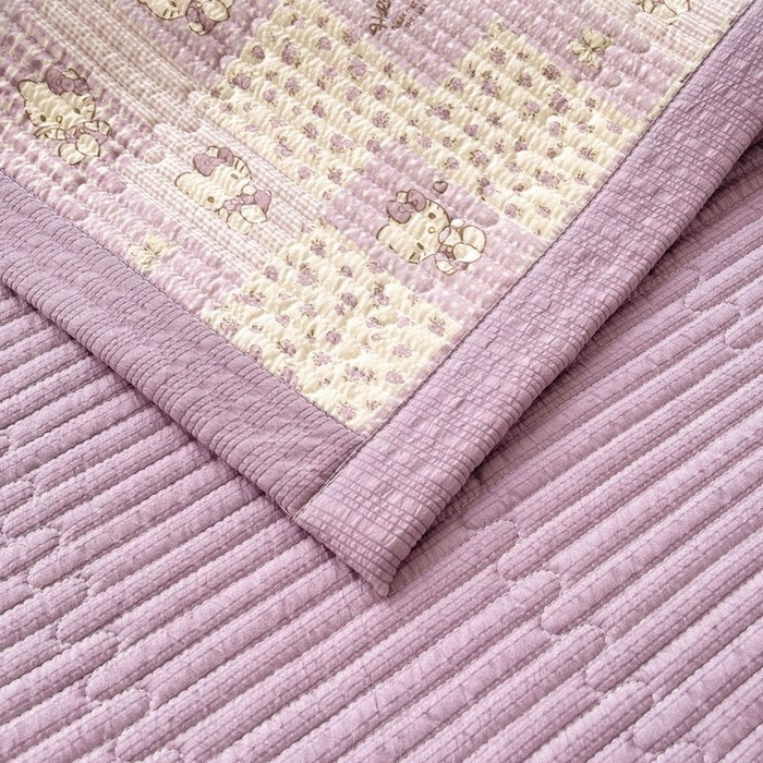 91家纺网 家纺一手货源 找家纺 梵朴 2026新款A类泡芙双层纱云感邹邹纱床盖三件套 泡芙KT-紫