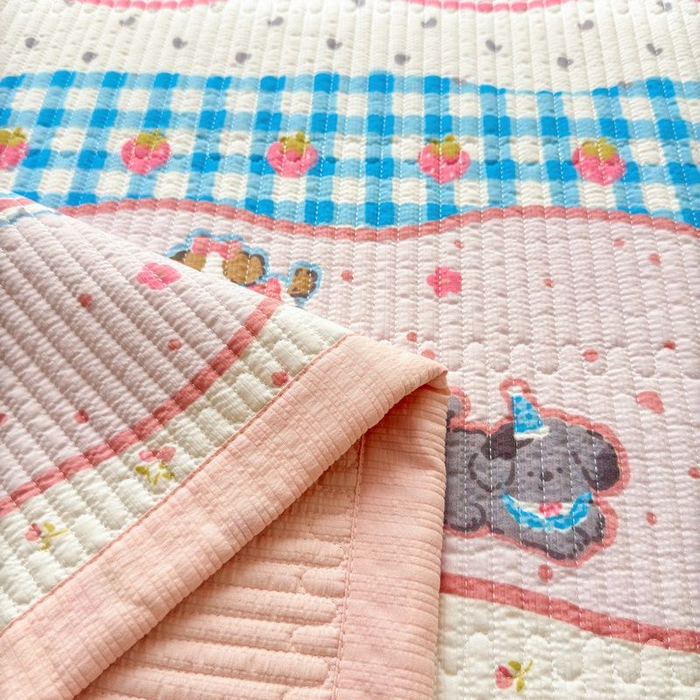 91家纺网 家纺一手货源 找家纺 梵朴 2026新款A类泡芙双层纱云感邹邹纱床盖三件套 快乐小狗