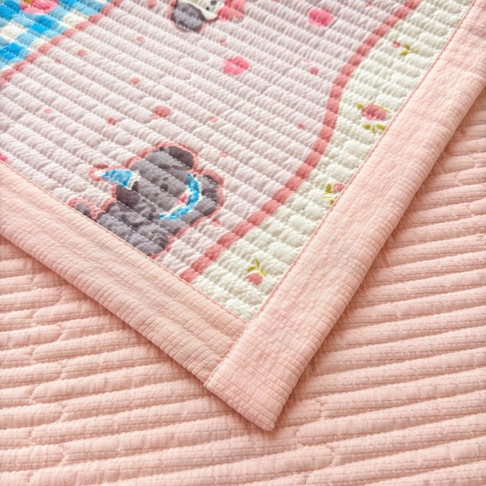 91家纺网 家纺一手货源 找家纺 梵朴 2026新款A类泡芙双层纱云感邹邹纱床盖三件套 快乐小狗