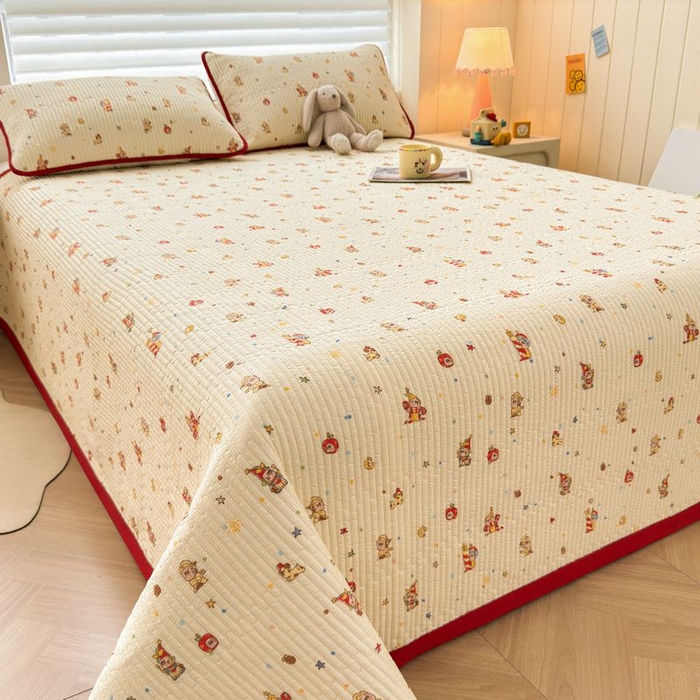 91家纺网 家纺一手货源 找家纺 梵朴 2026新款A类泡芙双层纱云感邹邹纱床盖三件套 星星玩偶黄