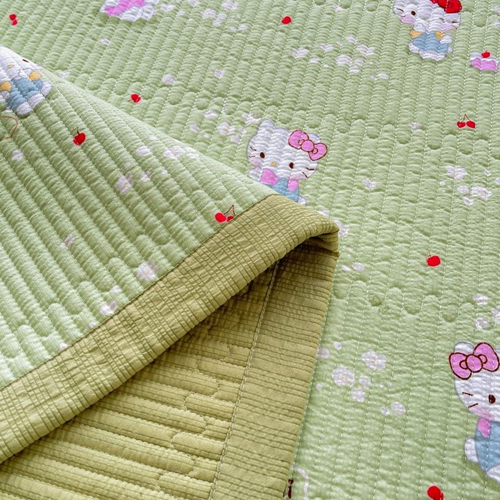 91家纺网 家纺一手货源 找家纺 梵朴 2026新款A类泡芙双层纱云感邹邹纱床盖三件套 泡芙KT-绿