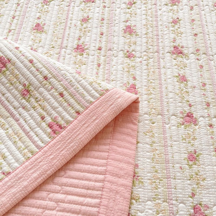 91家纺网 家纺一手货源 找家纺 梵朴 2026新款A类泡芙双层纱云感邹邹纱床盖三件套 春日花语