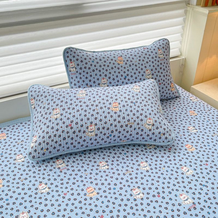 91家纺网 家纺一手货源 找家纺 梵朴 2026新款A类泡芙双层纱云感邹邹纱床盖三件套 豹纹泡芙狗