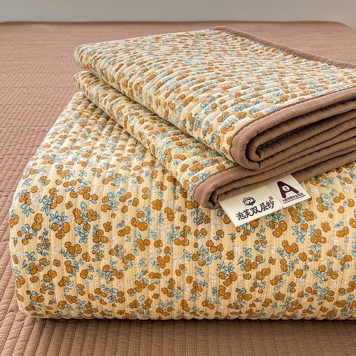 梵朴 2026新款A类泡芙双层纱云感邹邹纱床盖三件套 暖墙枝