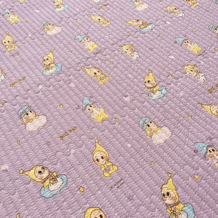 91家纺网 家纺一手货源 找家纺 梵朴 2026新款A类泡芙双层纱云感邹邹纱床盖三件套 星星玩偶紫