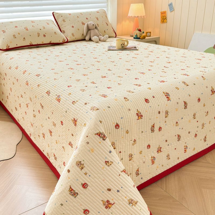 91家纺网 家纺一手货源 找家纺 梵朴 2026新款A类泡芙双层纱云感邹邹纱床盖三件套 星星玩偶黄