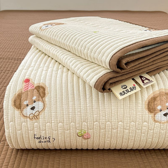 梵朴 2026新款A类泡芙双层纱云感邹邹纱床盖三件套 萌宠