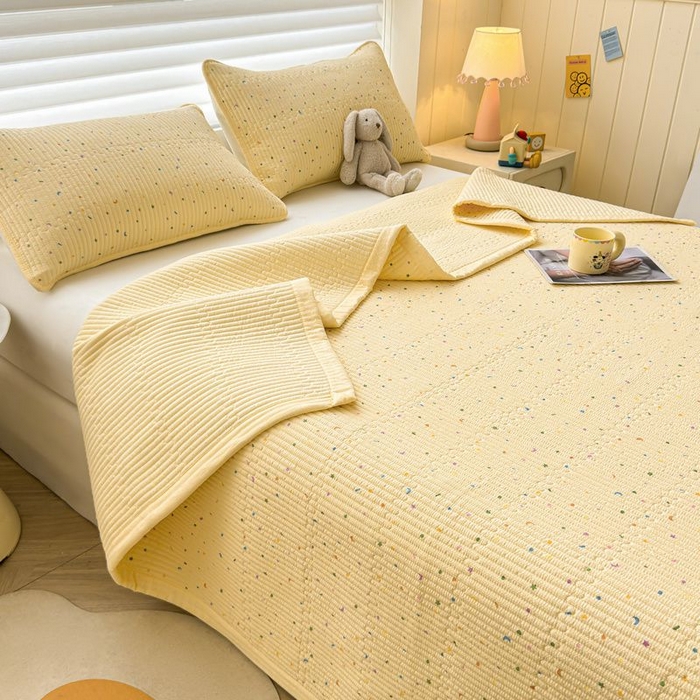 91家纺网 家纺一手货源 找家纺 梵朴 2026新款A类泡芙双层纱云感邹邹纱床盖三件套 璀璨星空