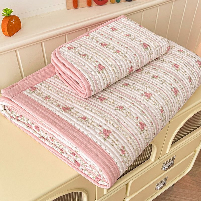 91家纺网 家纺一手货源 找家纺 梵朴 2026新款A类泡芙双层纱云感邹邹纱床盖三件套 春日花语