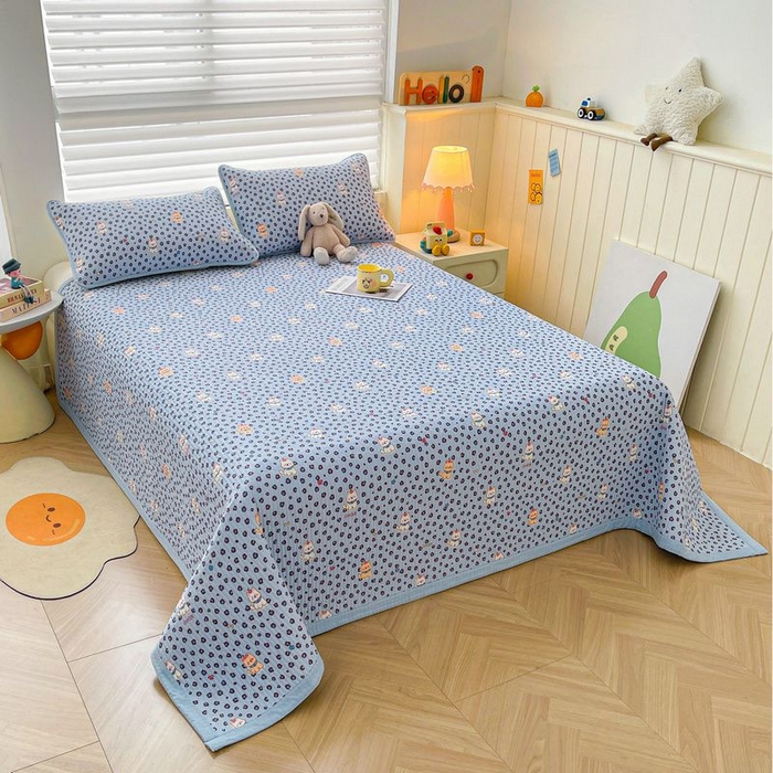 91家纺网 家纺一手货源 找家纺 梵朴 2026新款A类泡芙双层纱云感邹邹纱床盖三件套 豹纹泡芙狗