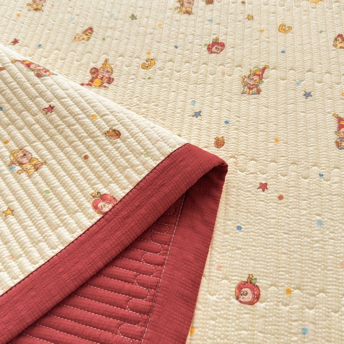 91家纺网 家纺一手货源 找家纺 梵朴 2026新款A类泡芙双层纱云感邹邹纱床盖三件套 星星玩偶黄