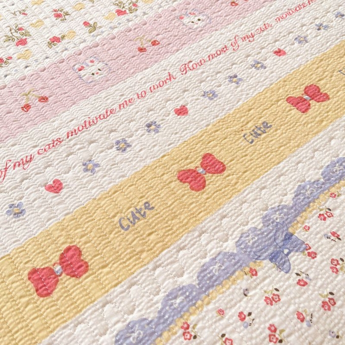 91家纺网 家纺一手货源 找家纺 梵朴 2026新款A类泡芙双层纱云感邹邹纱床盖三件套 蝴蝶结小兔