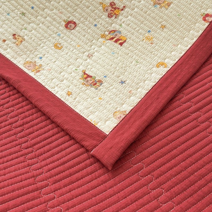 91家纺网 家纺一手货源 找家纺 梵朴 2026新款A类泡芙双层纱云感邹邹纱床盖三件套 星星玩偶黄