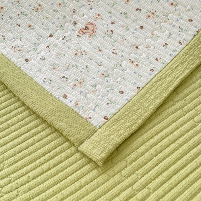 91家纺网 家纺一手货源 找家纺 梵朴 2026新款A类泡芙双层纱云感邹邹纱床盖三件套 木马小花