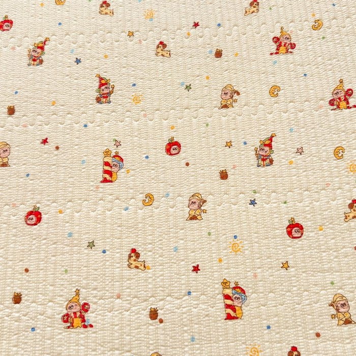 91家纺网 家纺一手货源 找家纺 梵朴 2026新款A类泡芙双层纱云感邹邹纱床盖三件套 星星玩偶黄