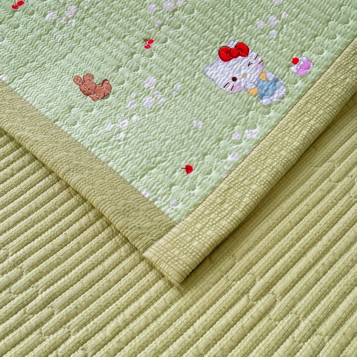 91家纺网 家纺一手货源 找家纺 梵朴 2026新款A类泡芙双层纱云感邹邹纱床盖三件套 泡芙KT-绿