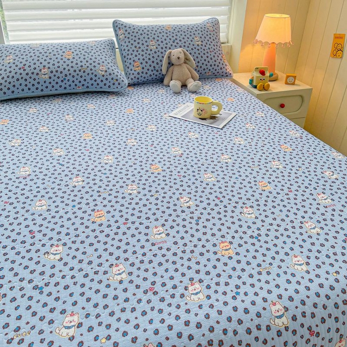 91家纺网 家纺一手货源 找家纺 梵朴 2026新款A类泡芙双层纱云感邹邹纱床盖三件套 豹纹泡芙狗